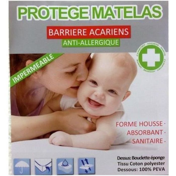 Protège matelas - Alese - 160x200 - Imperméable - Molleton gratté - Triple protection
