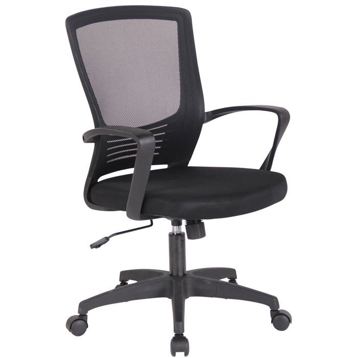 Chaise fauteuil de bureau sur roulettes en maille noir reglable avec accoudoirs BUR10356