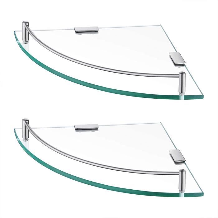 SAYAYO Étagère de Douche en Verre Étagère Murale de Salle de Bain Rangement Douche avec Tablette, Verre Trempé Rectangulaire, Finition d'Acier Brossé, 20 Pouces, EGC1000 SAYAYO Étagère de Douche en Verre Étagère Murale de Salle de Bain Rangement Douche avec Tablette, Verre Trempé Rectangulaire, Finition d'Acier Brossé, 20 Pouces, EGC1000