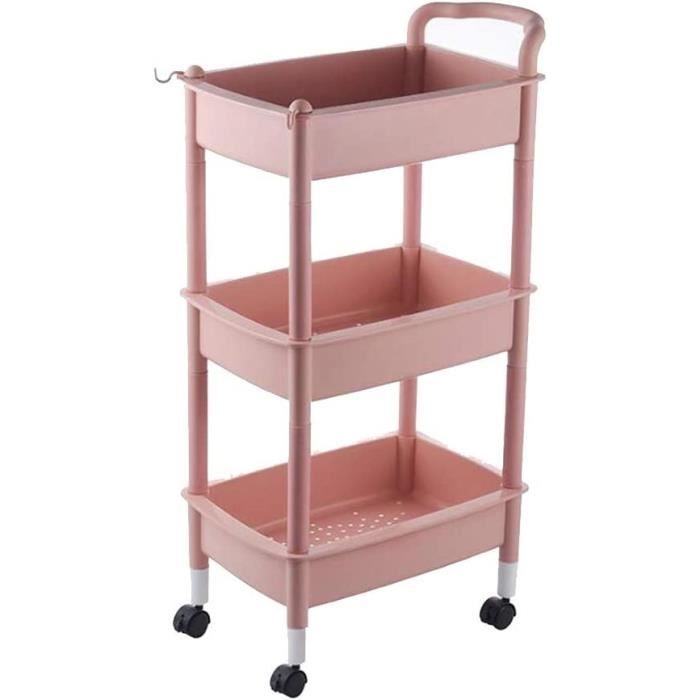 Chariot De Rangement à 3 Niveaux En Métal Robuste Avec Roulettes - Rouge - Dimensions 31.5"H X 17"L X 12.5"P - Neuf Sous Emballage