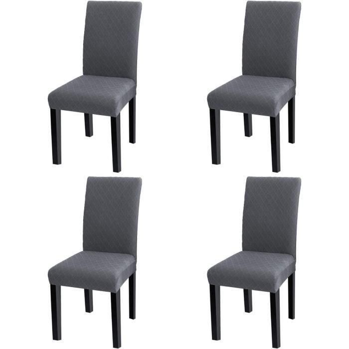 Housse de Chaise Élastique Extensible Carré Jacquard Chaise Décor Salle