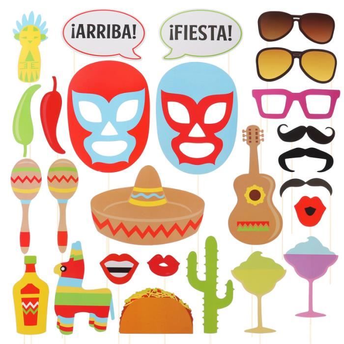 26 Pieces Drole Colore Mexicain Photo Booth Accessoires Selfie Pour Anniversaire A Theme Fete De Mariage Decor Bijoux Deguisement Achat Vente Bijoux Deguisement Cdiscount