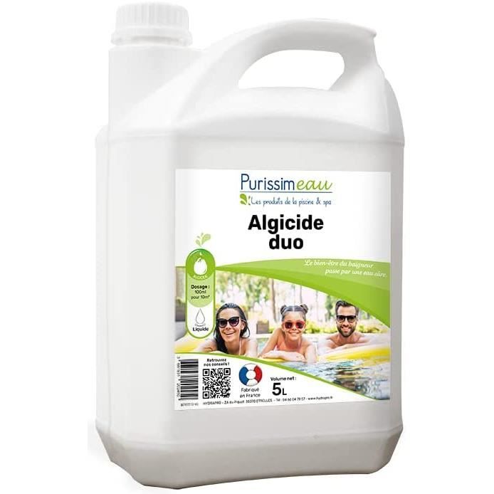 Algicide Duo 5 litres - Action Anti-algues curative et préventive / Action Anti-calcaire pour PISCINES