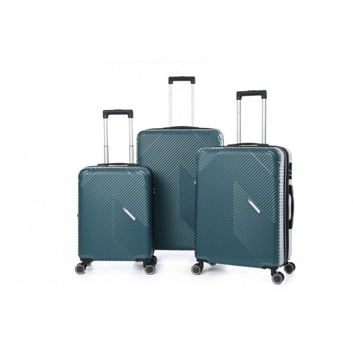 NEWTECK - Lot de 4 Valises (53/63/75cm) et Trousse de Toilette, ABS, Rigide, Résistant, 4 Doubles Roues, Léger, Serrure à Combinaison latérale, Blau, 4 pièces, Lot de 3 Valises rigides avec roues