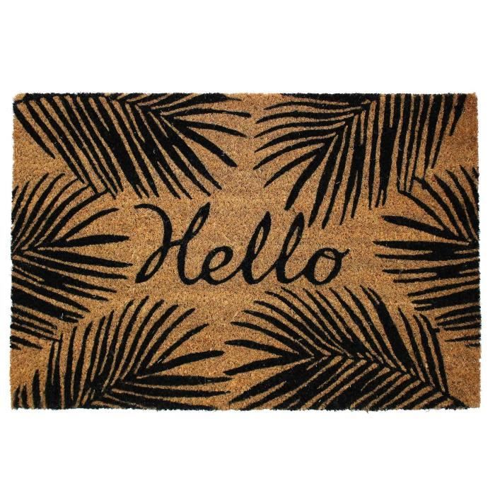 Paillasson Fibres Coco 75x45cm - Antidérapant Naturel - Pour Intérieur/extérieur - Design Rayé