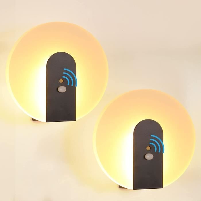 LED Lampe Detecteur de Mouvement Pile Interieur Applique Murale Sans Fil  2000Mah USB Rechargeable Lot de 2 Salon Chambre Escal[503] - Cdiscount  Maison