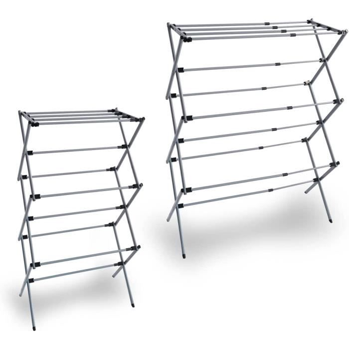 Séchoir à Linge Métallique Pliable et Extensible avec 3 Hauteurs - Livraison offerte