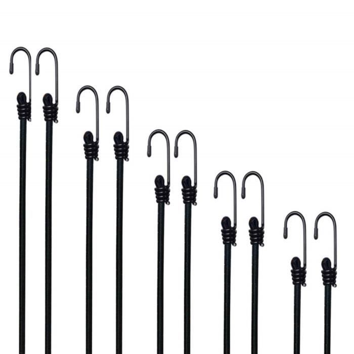 Pluvios - Lot De 10 Tendeurs Avec Crochets - 100 Cm - Plusieurs Tailles Au Choix - Sangles élastiques Multi-usages Pour Bagages, Camping - Résistant Aux Intempéries Et Aux UV