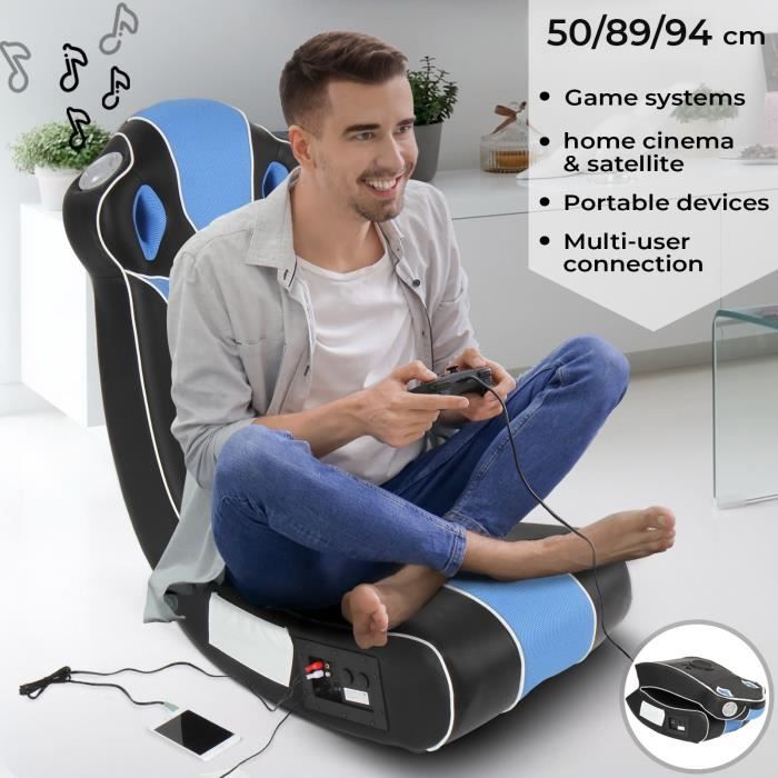 MIADOMODO® Fauteuil Multimédia - en Simili Cuir, Haut-Parleurs Intégrés, Pliable, Bleu-Noir - Chaise à Bascule, avec Système Audio