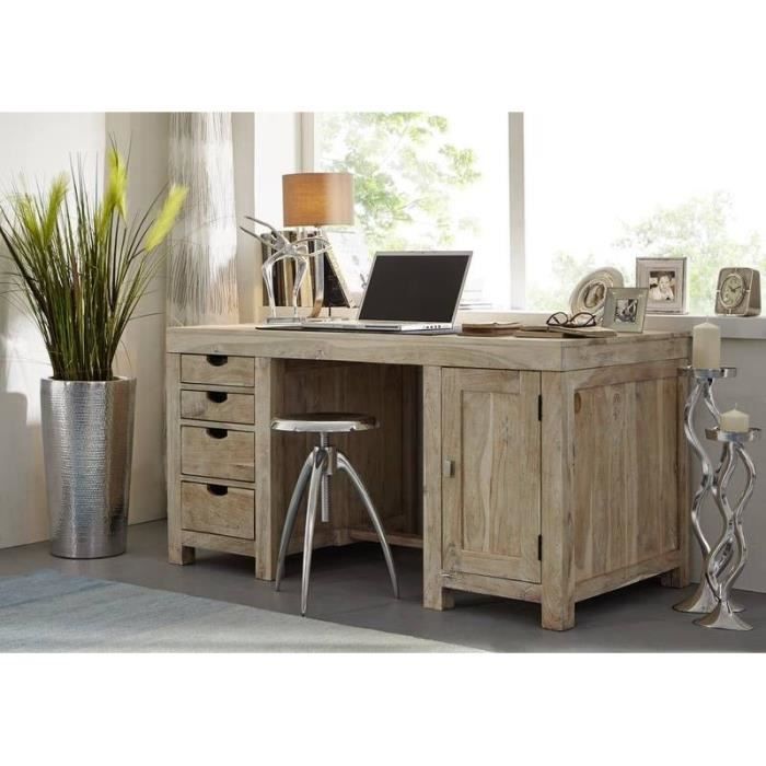 Bureau - Bois massif dacacia blanchi - NATURE WHITE #70