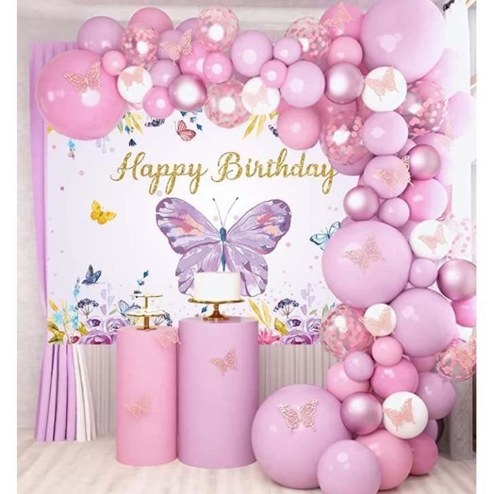 Lot De 62 Décorations De Fête D'Anniversaire En Forme De Papillon Rose  Violet - Kit D'Arche De Ballons Pour Photographie De P[N4251] - Cdiscount  Maison