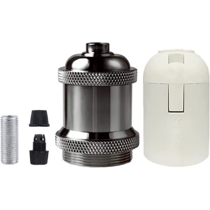 DiCUNO Vintage E27 Douille De Lampe, Edison Retro Suspension Lampe, Solide Céramique Adaptateur, 4 Pièces Noir Perle Socket