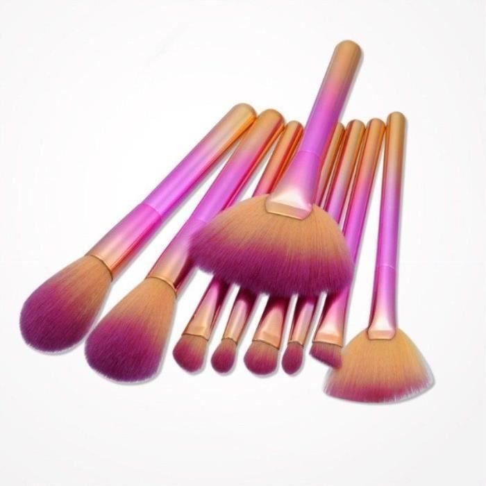 9pcs Brosses Pinceaux De Maquillage Motif Yeux Arc En Ciel Rose Pour Face Levre G0228 Cdiscount Au Quotidien