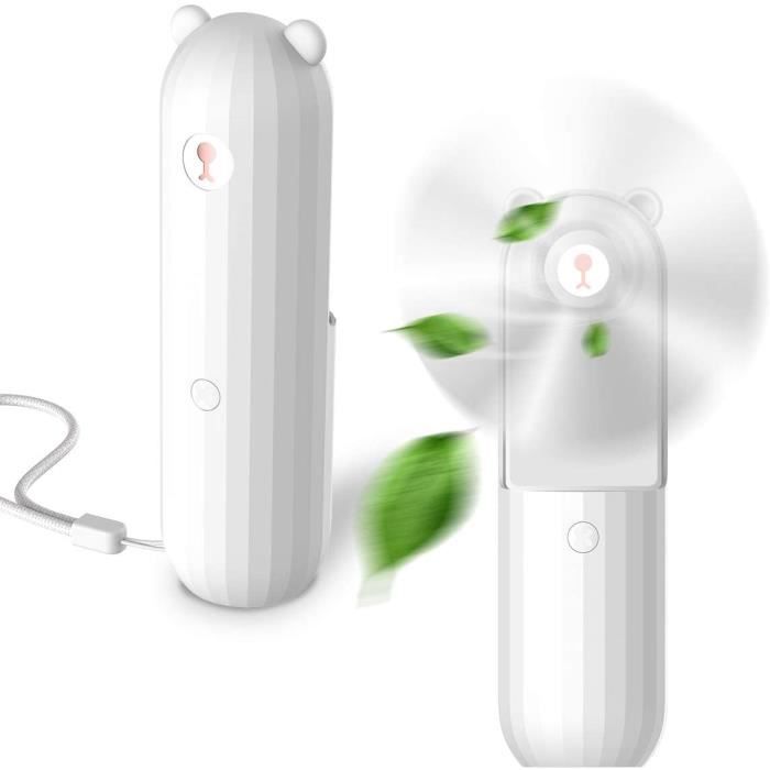 Mini Ventilateur Portable，Ventilateur USB Rechargeable de Poche Ventilateur Silencieux Temps de Travail 24h Fonction de Batterie