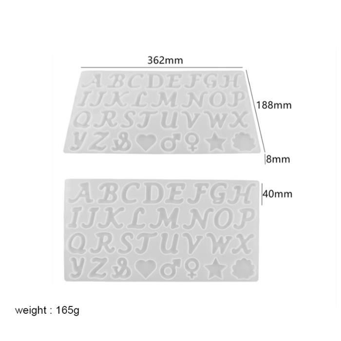 Moule Silicone Alphabet 221 Pièces - Kit Résine Époxy Pour Bijoux, Bracelets Et Bricolage