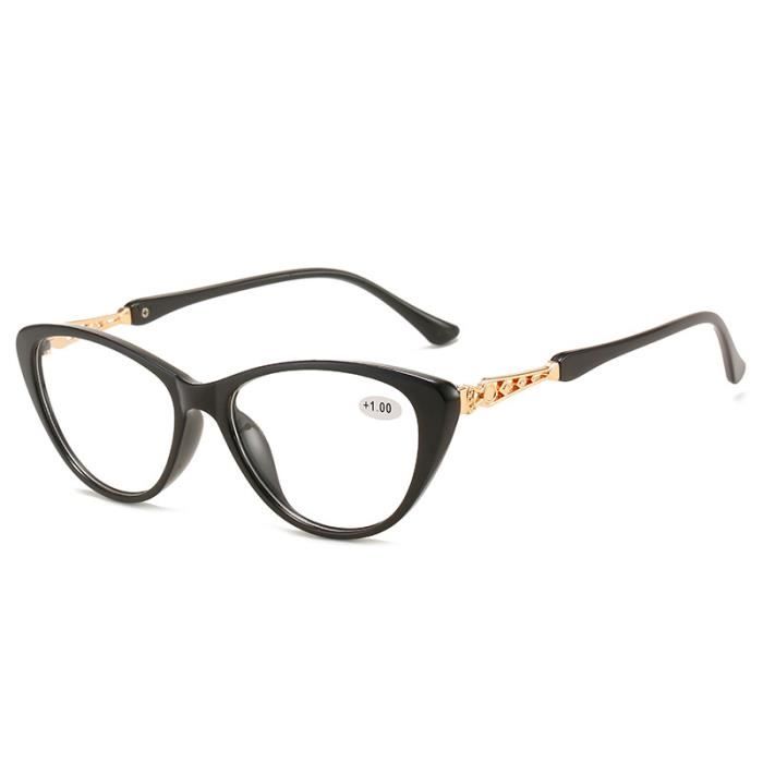 Lunettes De Lecture Femme œil De Chat Oversize - Monture épaisse Noire, Verres Transparents, étui Inclus