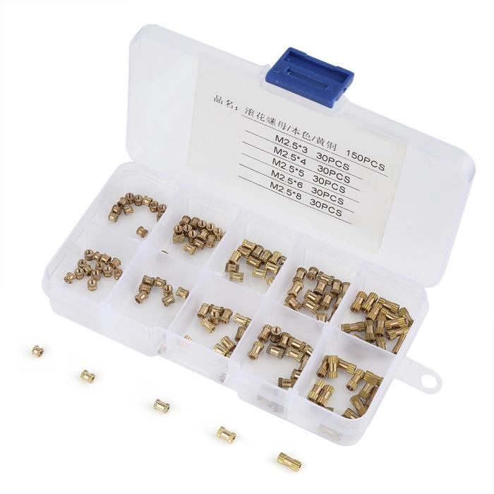 100 Inserts Filetés M5 En Laiton Pour Insertion à Chaud - OD 7mm, Longueur 4mm (lot Neuf)