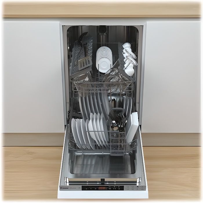 Lave-Vaisselle Intégrable CANDY CDIH2T1047 - Blanc - Moteur à induction - 9,5 Litres - 44 dB