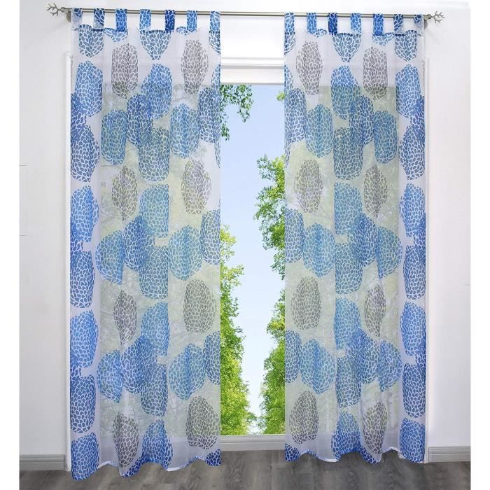 Rideau Voilage Noël Rouge - Effet Lin - 140X245 Cm - A Oeillets - Pour Cuisine Salon