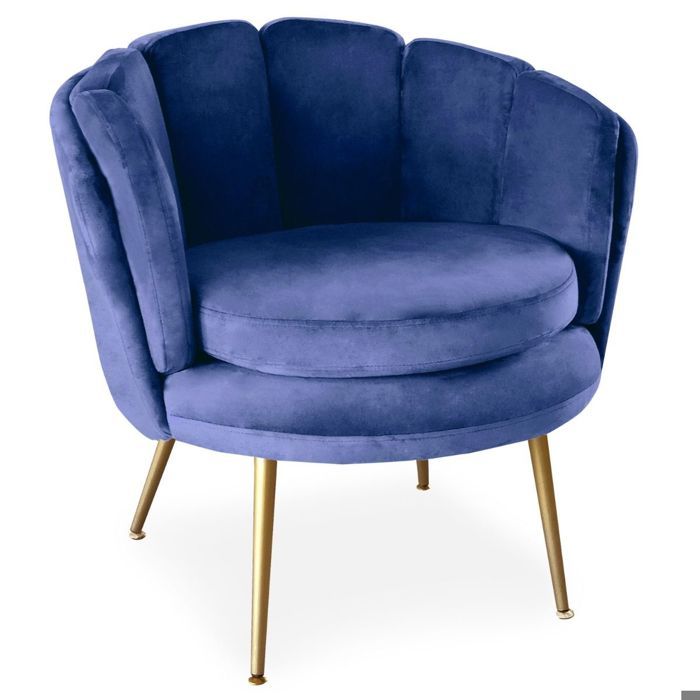 MENZZO Fauteuil arrondi Brenda Velours Bleu MENZZO Fauteuil arrondi Brenda Velours Bleu