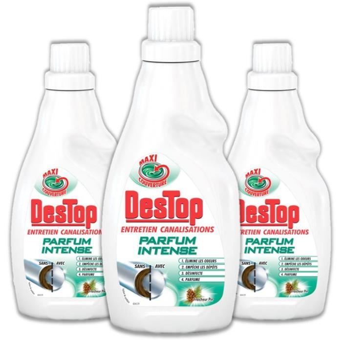 Destop Gel Entretien Canalisations Parfum Pin 750 ml Lot de 3