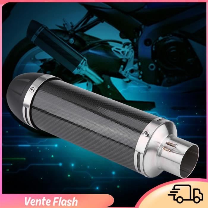Dilwe Silencieux déchappement en fibre de carbone brillante 51mm universel pour moto avec DB Killer