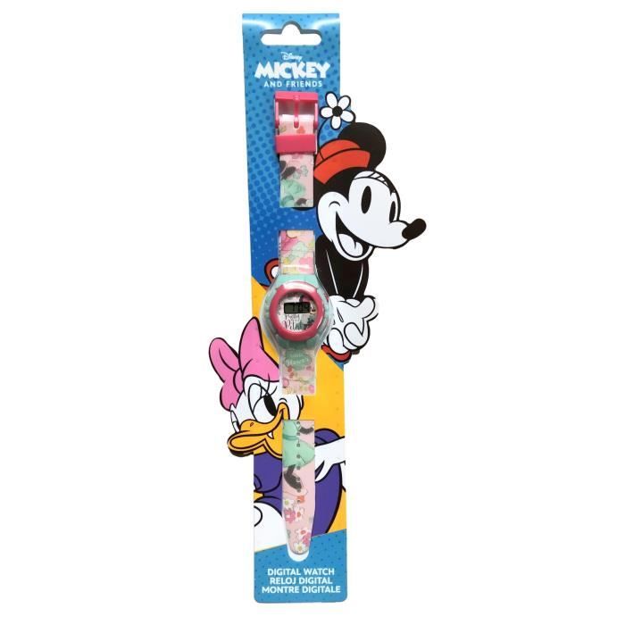 Rouge Visiter la boutique DisneyDisney Minnie Mouse Montre à Quartz analogique en Plastique pour Enfant avec Bracelet en Nylon Rouge Sangle 