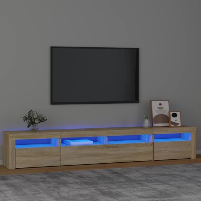 FAMIROSA Meuble TV avec lumières LED Chêne sonoma 240x35x40 cm-724