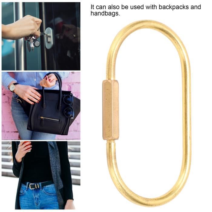 Porte-Clés En Laiton à Vis - Lot De 4 | Clip Verrouillage Secure, Pour Sacs, Clés, Camping - Forme Ovale