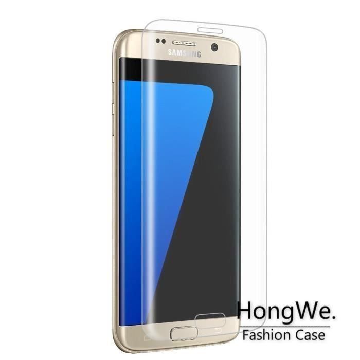 Film Protection ecran pour Samsung Galaxy S7 Edge - protège écrans verre trempé bords Incurvé Contour Transparent - HongWe.