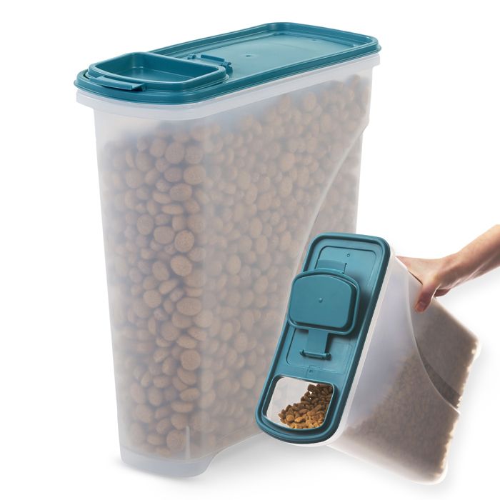 Iris Ohyama, Boite Croquette Chien Hermetique, 7L/3,5kg, Bleu, Couvercle avec Joint Etanche, Plastique, Chat, Friandises,