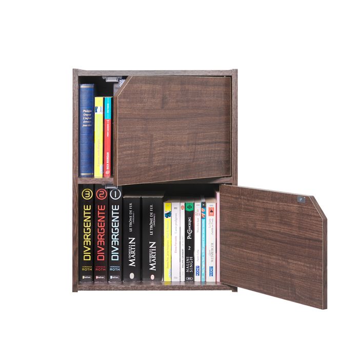 Iris Ohyama Bibliothèque de rangement Meuble avec 2 portes et 2 étagères MDB-2D Marron L29 x P36.6 x H49.4 cm Iris Ohyama Bibliothèque de rangement Meuble avec 2 portes et 2 étagères MDB-2D Marron L29 x P36.6 x H49.4 cm