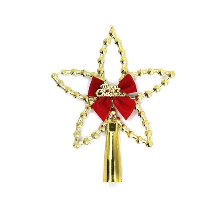 Étoile Dorée Pour Sapin De Noël – Topper En Métal Brillant – Décoration De Cime Scintillante – Design Creux Pour Guirlandes Lumineuses – Facile à Fixer