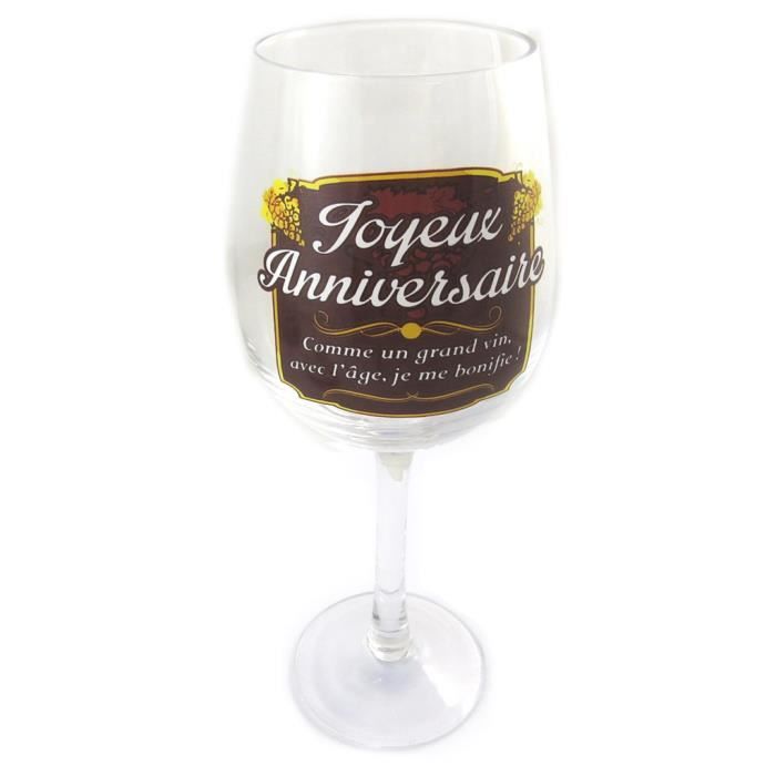 Verre A Vin Joyeux Anniversaire Les Tresors De Lily N6145 Cdiscount Maison