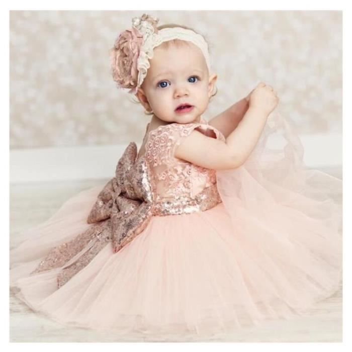 Robe De Soirée Enfant Fille Tutu Fillette Col Ronde Dos Nu En Tulle Et Dentelle Emilie Vogue