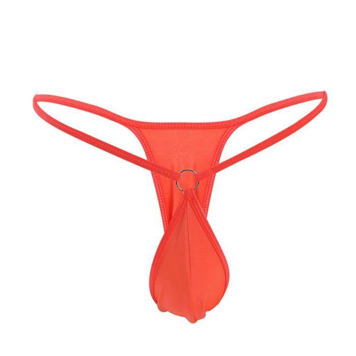 String sexy mini homme simple et personnalisé cerceau mode Tpantalon taille basse tailleL Rouge