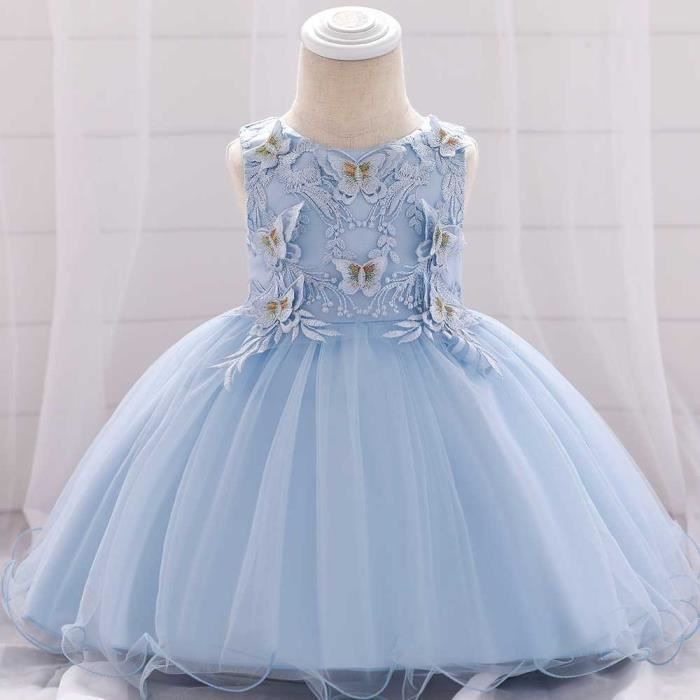 Robe Bebe Fille Princesse Pour Mariage Ceremonie Robe De Bapteme Bebe 0 24 Mois Broderie Papillon Bleu Style 106 Bleu Cdiscount Pret A Porter