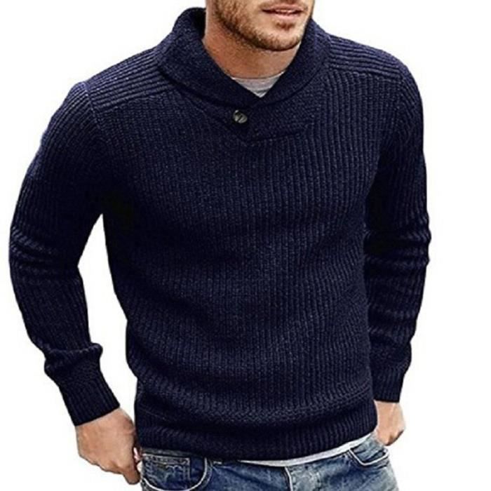 Pull col a revers à enfiler homme pull hiver hommes sweatshirt Vêtement  Masculin