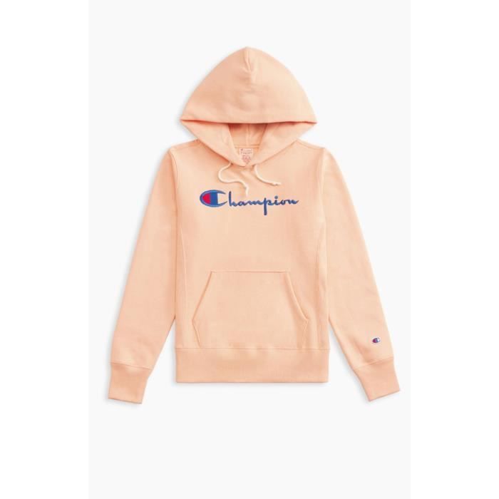 Sweatshirt A Capuche Champion Dame Grand Logo Rose Saumon De La Collection Reverse Weave Rose Cdiscount Pret A Porter