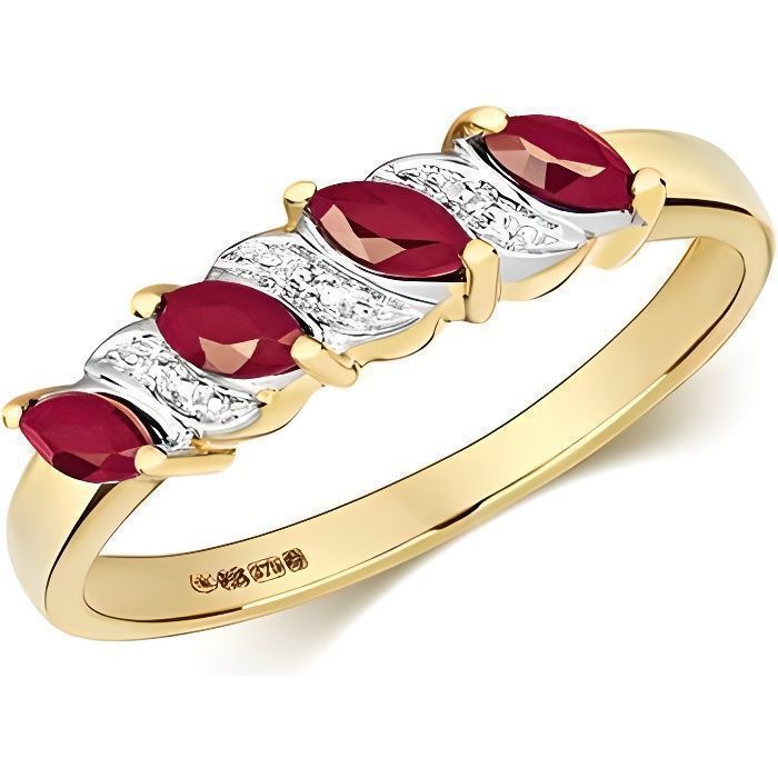 Bague En Or 9 Carats (375/1000) Di Giorgio Paris - Sertie De Rubis Et Diamants, Taille 52 - Neuf Sans écrin