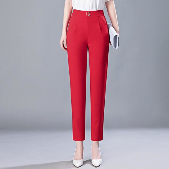 Pantalon de Costume Femme Crayon Carotte Décontracté Fermeture éclair