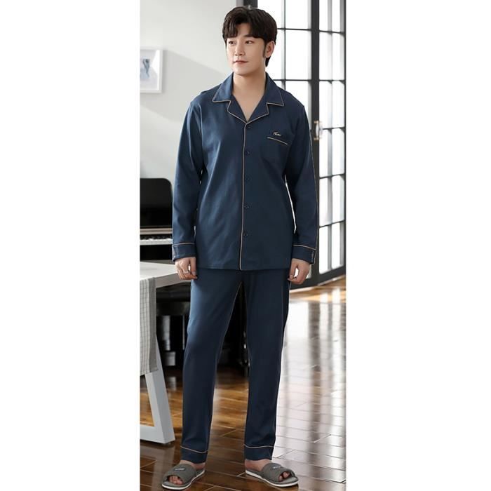 Pyjama Homme Hiver 2 Pièces Coton - Chaud, Confortable Avec Poches, Tailles S à XXL - 10