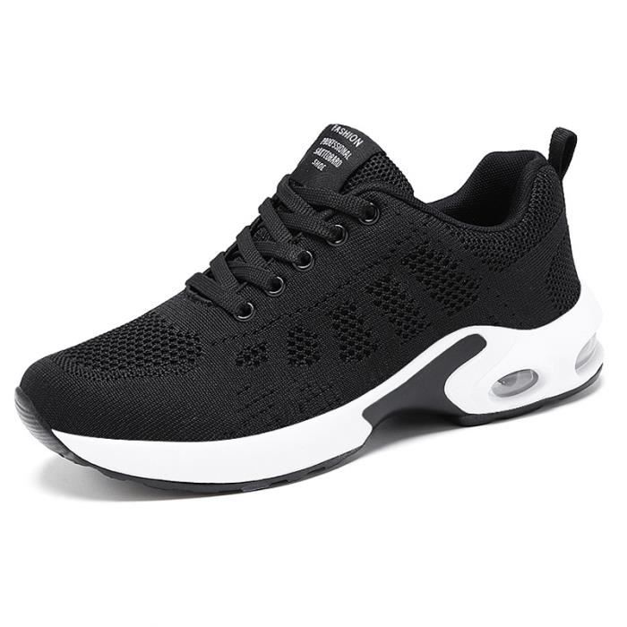 Baskets Femme - LEOCLOTHO - Chaussures de Sport - Noir - Lacets