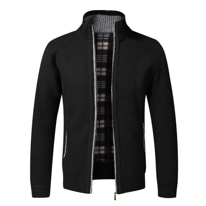 Gilet-cardigan,Pull en laine et fausse fourrure pour homme, veste chaude et ?�paisse, avec 