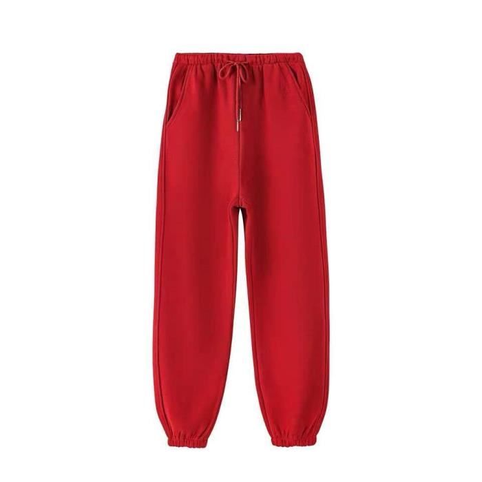 automne et hiver femmes polaire épaissie agneau chaud pantalon de sport sarouel ample grande taille rouge