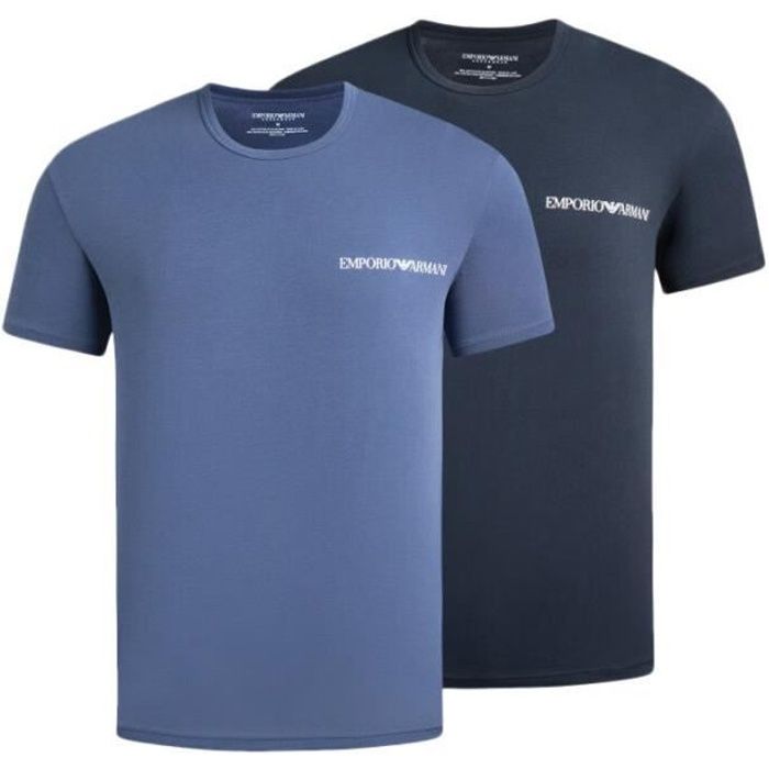 Pack de 2 Tee-shirts EA7 Emporio Armani - Réf. 111267-3R717-50936. Couleur : Bleu marine, Bleu. Détails. - Col rond. - Manches