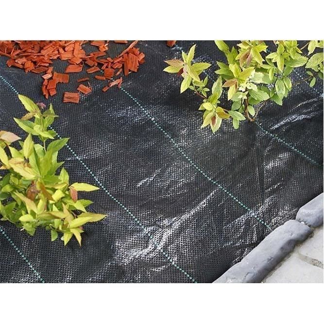 Toile de paillage paysages noire 210 x 25 m traité anti UV 100 g/m² - Bâche de sol anti mauvaises herbes