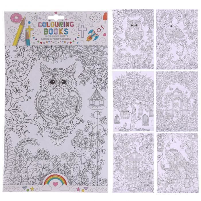 animaux foret et jardin coloriages pour adultes de 6 pages cdiscount beaux arts loisirs creatifs  coloriage des enfants d&#x00027;un an