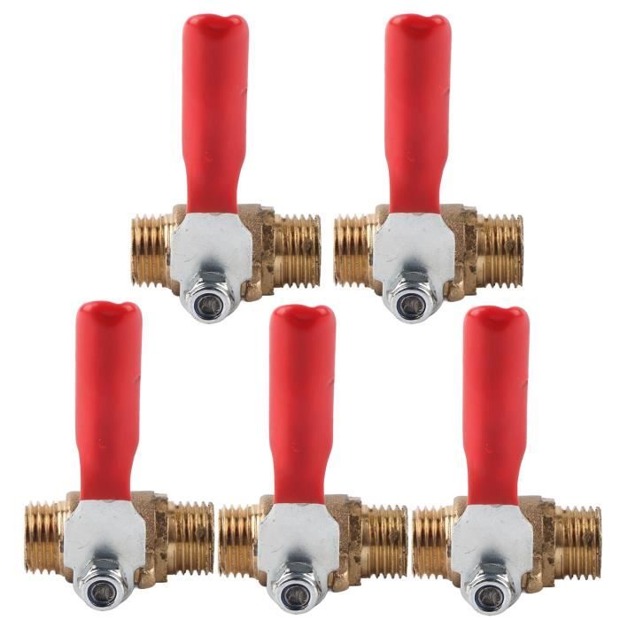 Vanne à Boisseau Sphérique Laiton G1/2 Mâle - 180° Rouge - Système Tuyauterie Gaz Et Eau