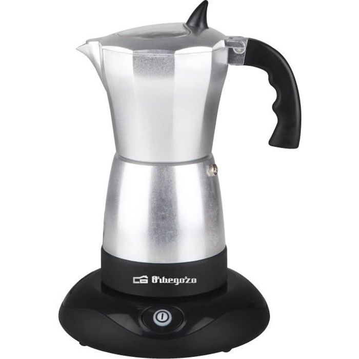 Cafetière moka électrique ORBEGOZO KFE 660 - 3 tasses - Café en grains - Noir Acier inoxydable